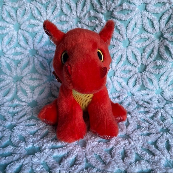 Aurora Dragon flame red Small Sparkle Tales 7" - Enchanting Stuffed Animal plush - Picture 3 of 8